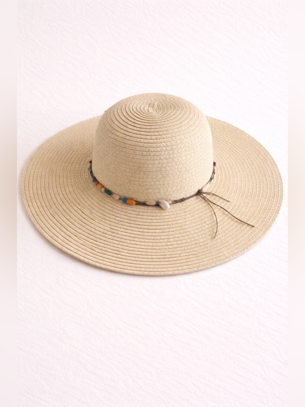 Broner Straw Sun Hat Wide Brim Boho Beaded Band Adjustable Summer Beach